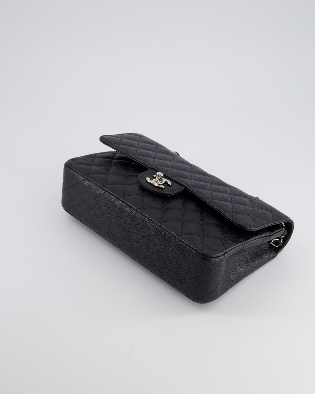 *HOT* Top Quality Chanel Medium Black Classic Double Flap Bag in Caviar Leather with Silver Hardware