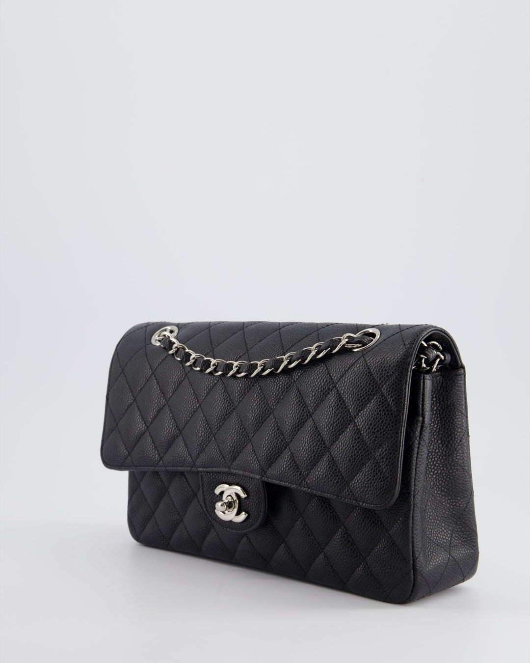 *HOT* Top Quality Chanel Medium Black Classic Double Flap Bag in Caviar Leather with Silver Hardware