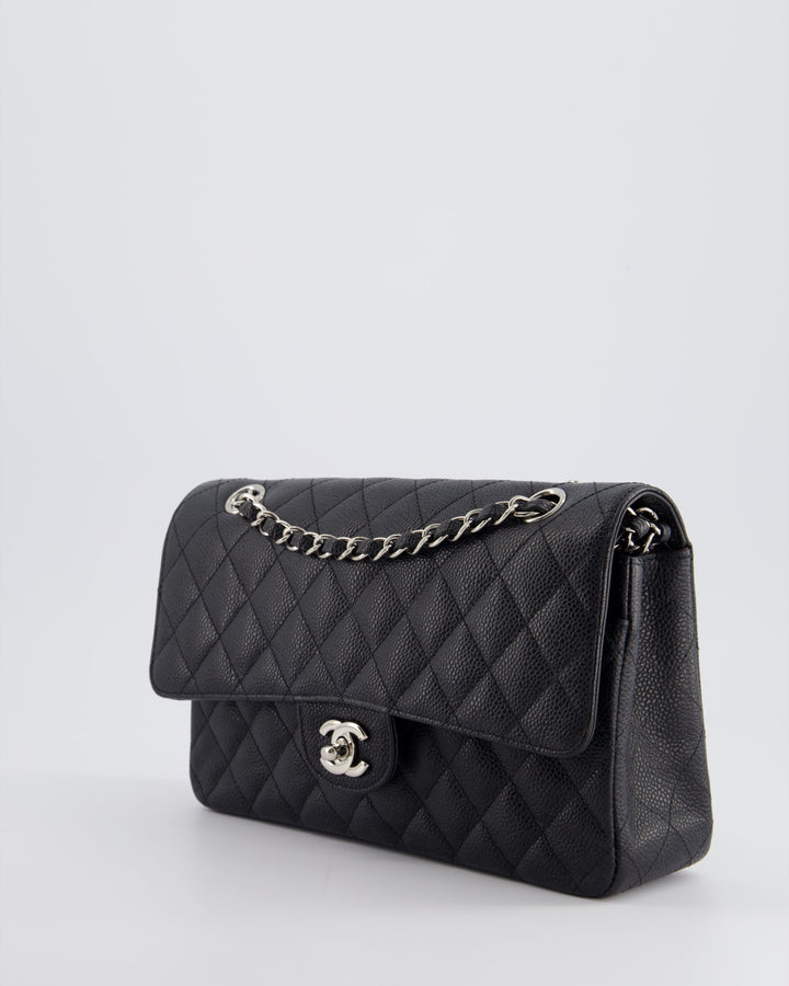 *HOT* Top Quality Chanel Medium Black Classic Double Flap Bag in Caviar Leather with Silver Hardware