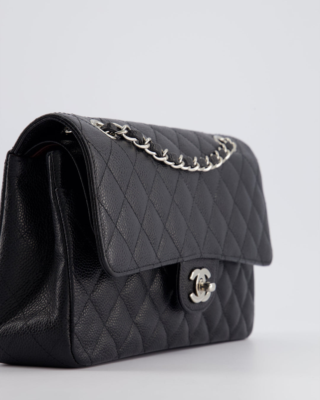 *HOT* Top Quality Chanel Medium Black Classic Double Flap Bag in Caviar Leather with Silver Hardware