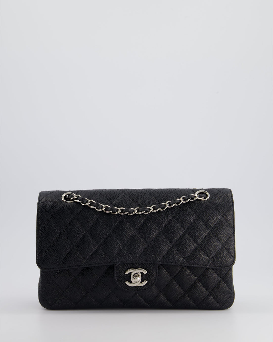 *HOT* Top Quality Chanel Medium Black Classic Double Flap Bag in Caviar Leather with Silver Hardware