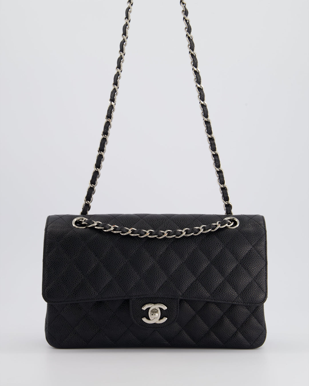 *HOT* Top Quality Chanel Medium Black Classic Double Flap Bag in Caviar Leather with Silver Hardware