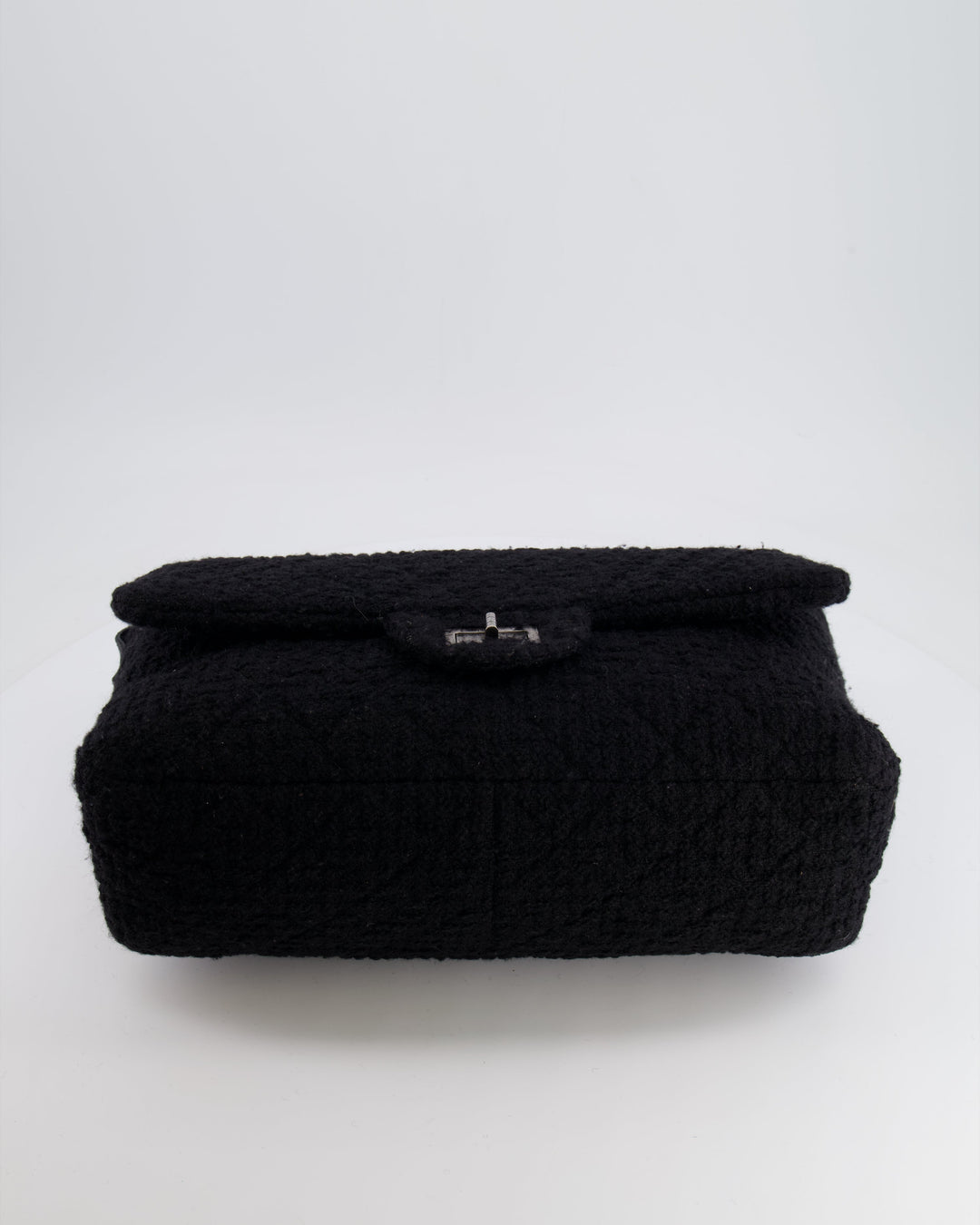 Top Quality Chanel Black Wool Quilted Tweed Reissue 2.55 XL Flap Bag with Ruthenium Hardware