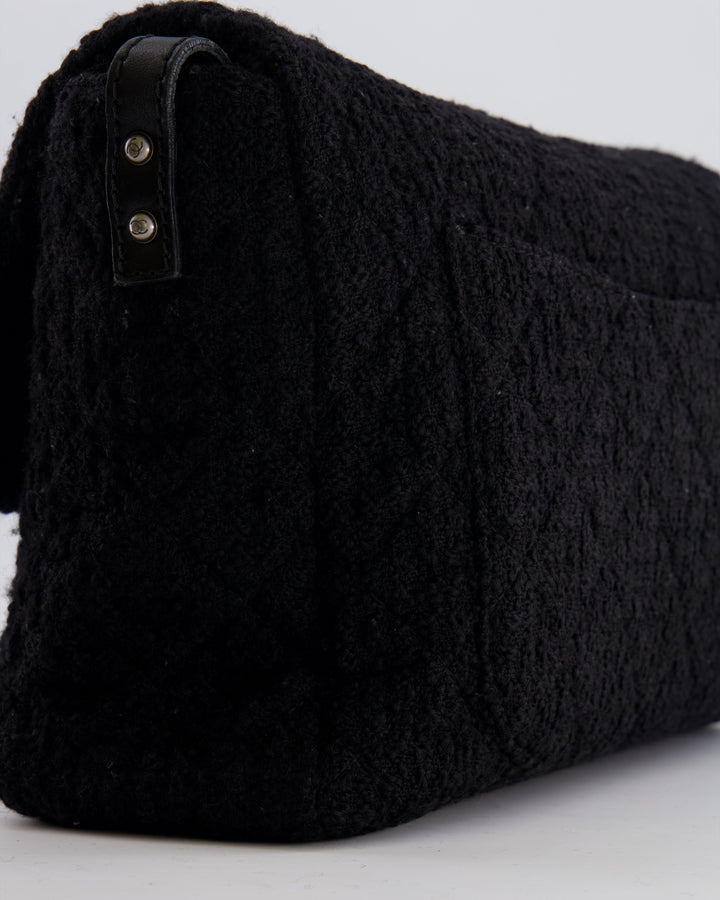 Top Quality Chanel Black Wool Quilted Tweed Reissue 2.55 XL Flap Bag with Ruthenium Hardware