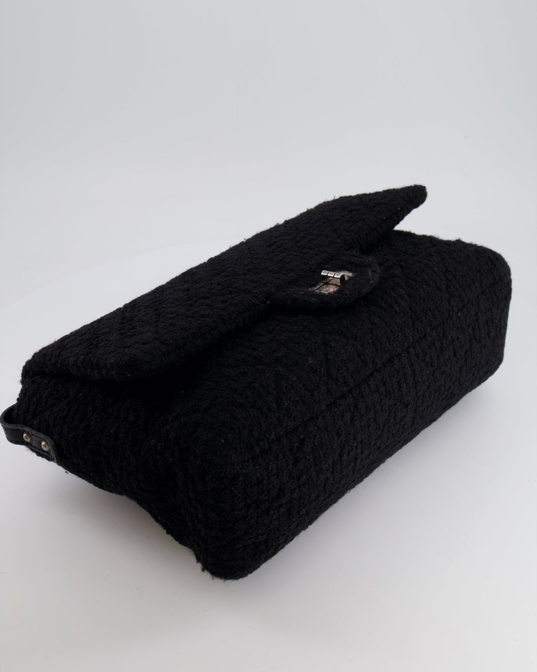 Top Quality Chanel Black Wool Quilted Tweed Reissue 2.55 XL Flap Bag with Ruthenium Hardware