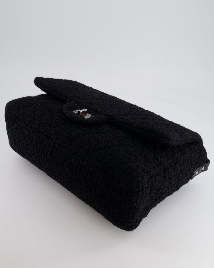Top Quality Chanel Black Wool Quilted Tweed Reissue 2.55 XL Flap Bag with Ruthenium Hardware