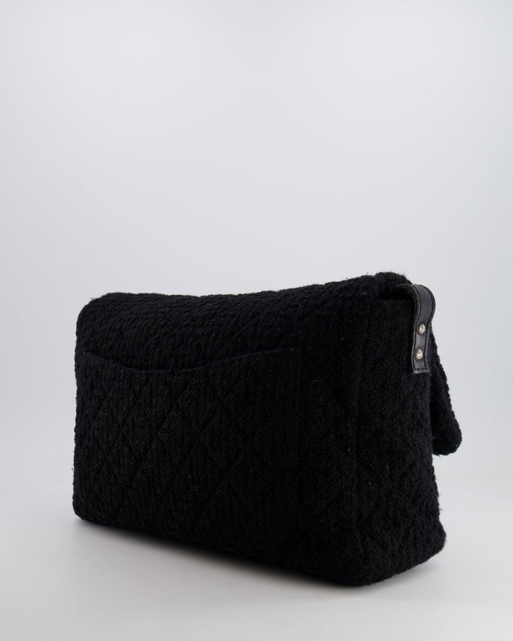 Top Quality Chanel Black Wool Quilted Tweed Reissue 2.55 XL Flap Bag with Ruthenium Hardware
