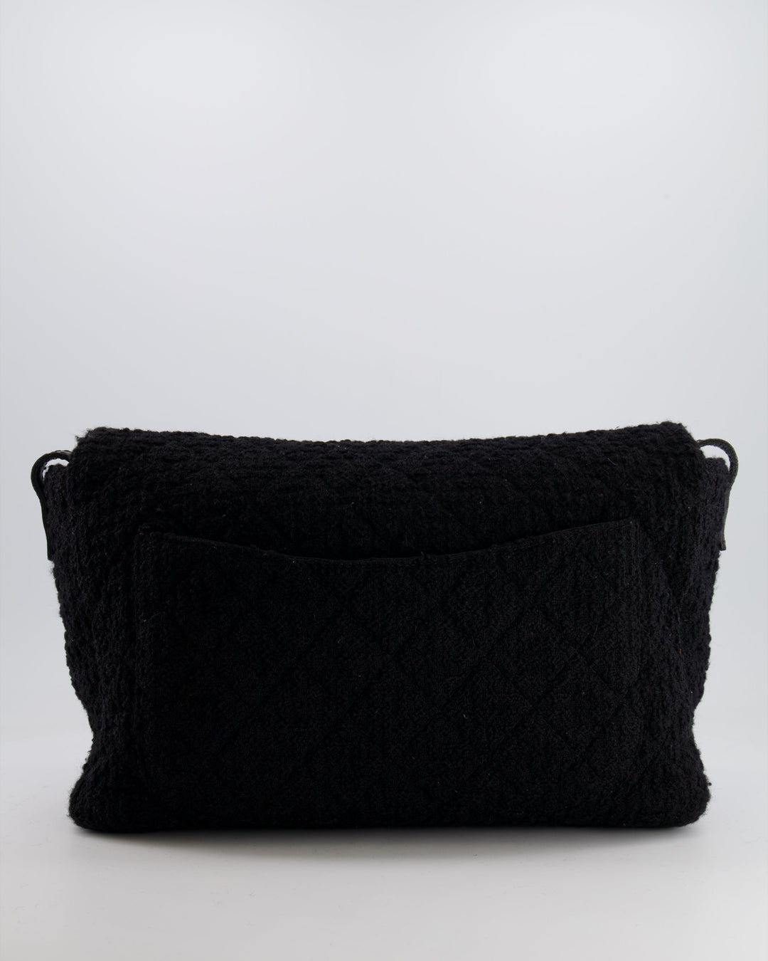 Top Quality Chanel Black Wool Quilted Tweed Reissue 2.55 XL Flap Bag with Ruthenium Hardware