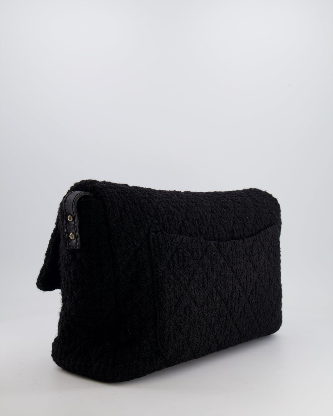 Top Quality Chanel Black Wool Quilted Tweed Reissue 2.55 XL Flap Bag with Ruthenium Hardware