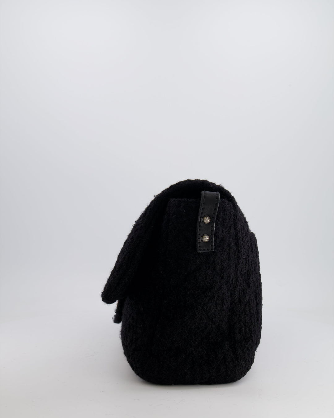 Top Quality Chanel Black Wool Quilted Tweed Reissue 2.55 XL Flap Bag with Ruthenium Hardware