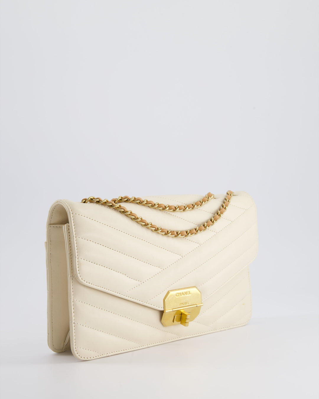 Top Quality Chanel Cream Gabrielle Quilted Calfskin Bag with Antique Gold Hardware