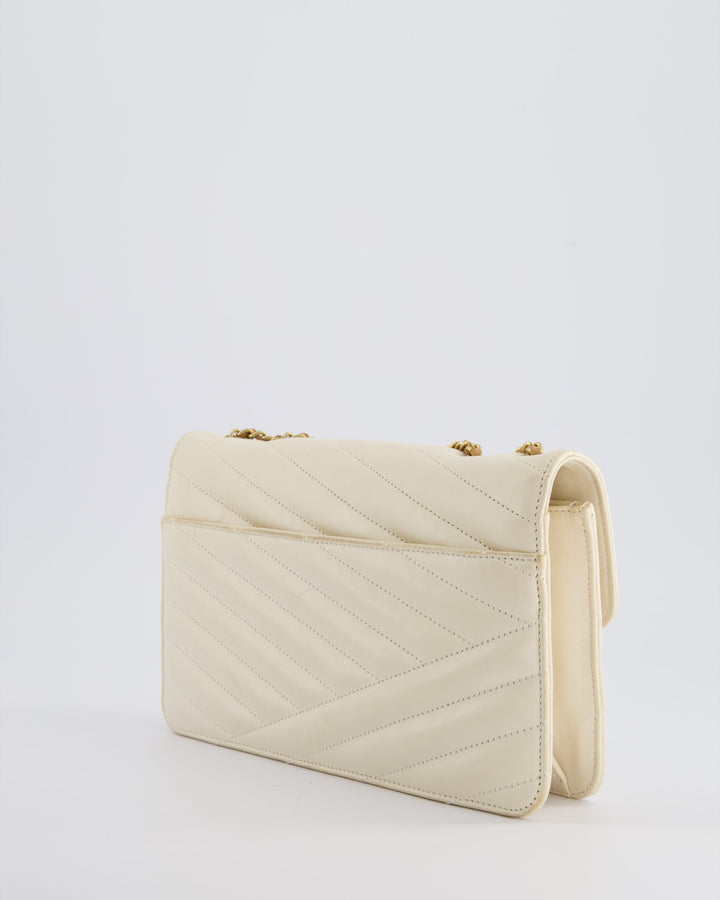 Top Quality Chanel Cream Gabrielle Quilted Calfskin Bag with Antique Gold Hardware