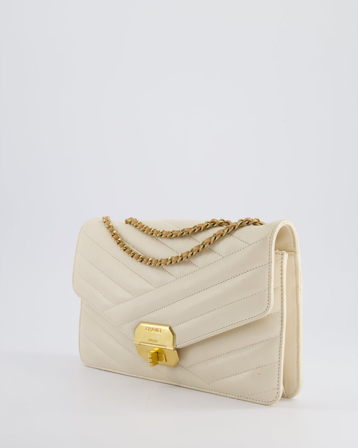 Top Quality Chanel Cream Gabrielle Quilted Calfskin Bag with Antique Gold Hardware
