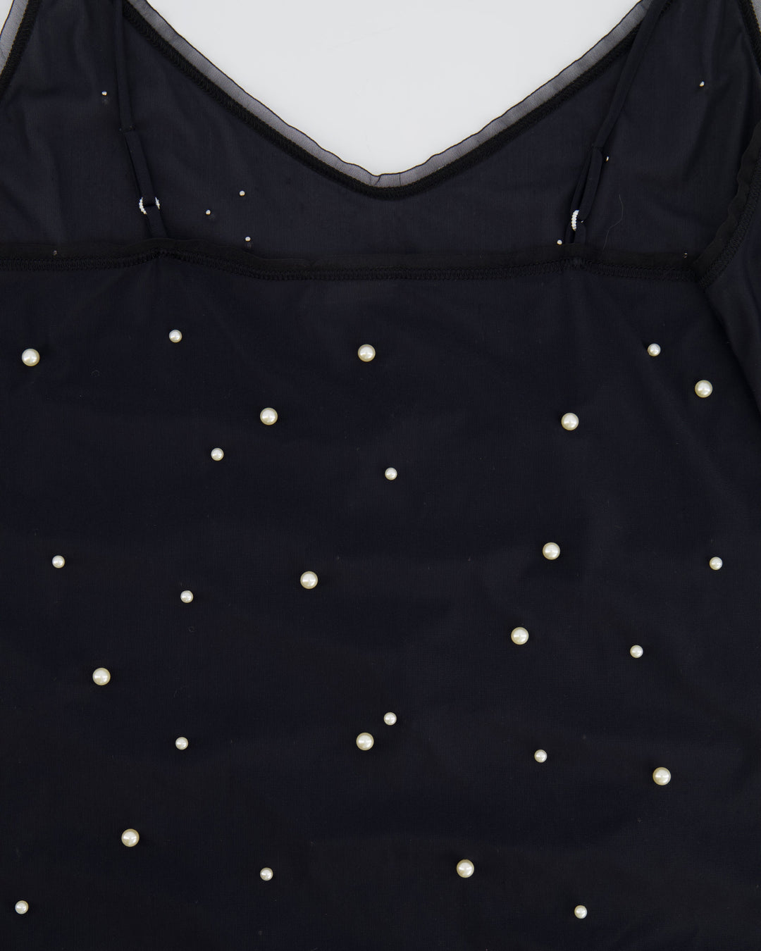 Top Quality Chanel Black Tank Top with Pearl Embellishments and CC Logo Detail Size FR 38 (UK 10)