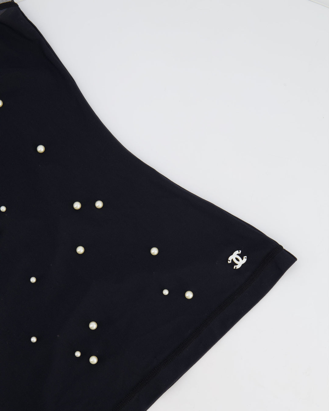 Top Quality Chanel Black Tank Top with Pearl Embellishments and CC Logo Detail Size FR 38 (UK 10)