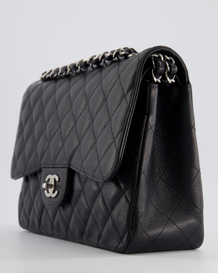 Top Quality Chanel Black Jumbo Classic Double Flap Bag in Caviar Leather with Silver Hardware