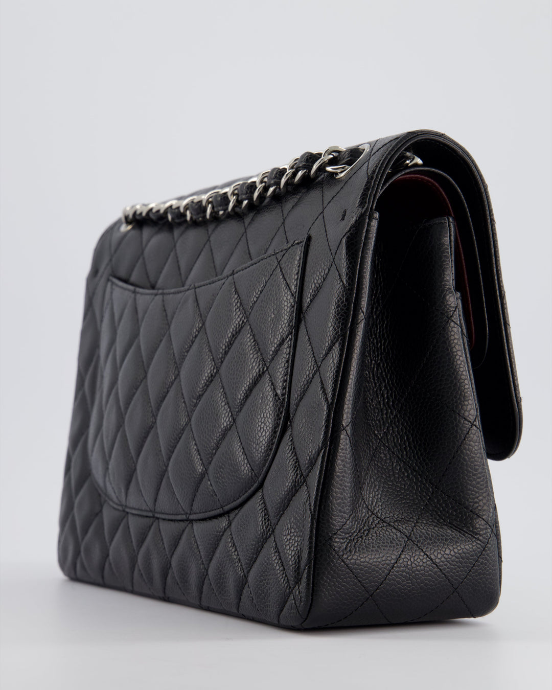 Top Quality Chanel Black Jumbo Classic Double Flap Bag in Caviar Leather with Silver Hardware