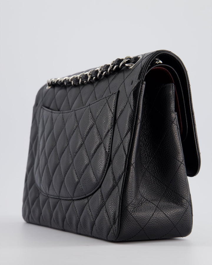Top Quality Chanel Black Jumbo Classic Double Flap Bag in Caviar Leather with Silver Hardware
