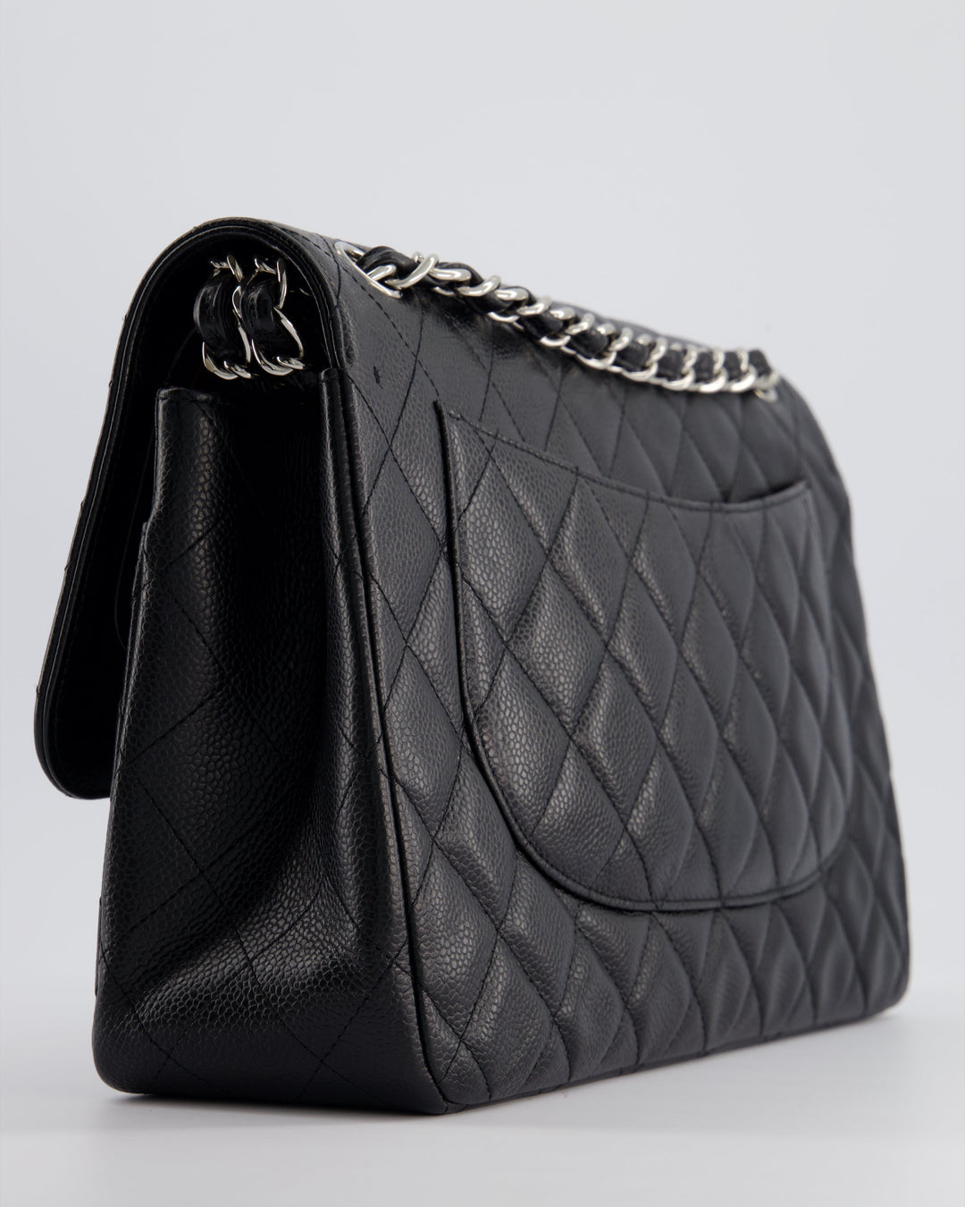 Top Quality Chanel Black Jumbo Classic Double Flap Bag in Caviar Leather with Silver Hardware