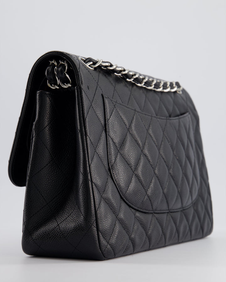 Top Quality Chanel Black Jumbo Classic Double Flap Bag in Caviar Leather with Silver Hardware
