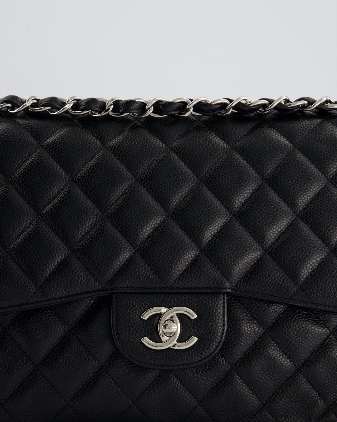 Top Quality Chanel Black Jumbo Classic Double Flap Bag in Caviar Leather with Silver Hardware