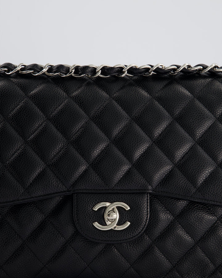 Top Quality Chanel Black Jumbo Classic Double Flap Bag in Caviar Leather with Silver Hardware