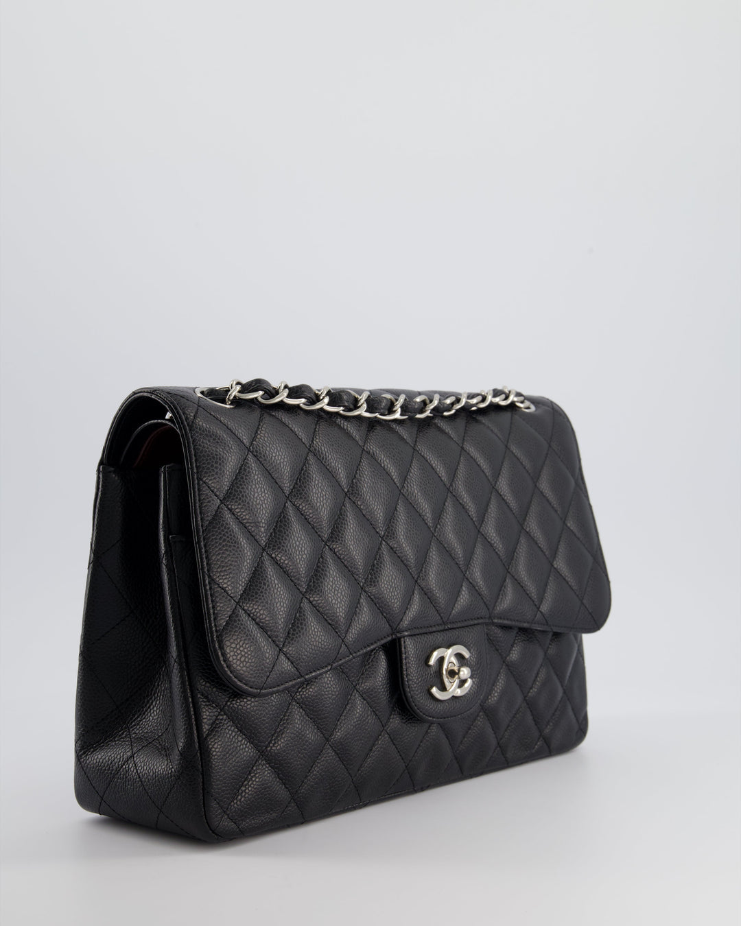 Top Quality Chanel Black Jumbo Classic Double Flap Bag in Caviar Leather with Silver Hardware