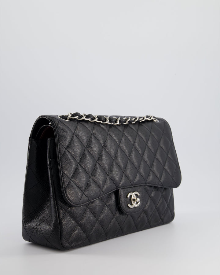 Top Quality Chanel Black Jumbo Classic Double Flap Bag in Caviar Leather with Silver Hardware