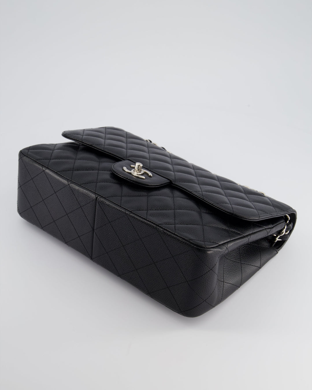 Top Quality Chanel Black Jumbo Classic Double Flap Bag in Caviar Leather with Silver Hardware