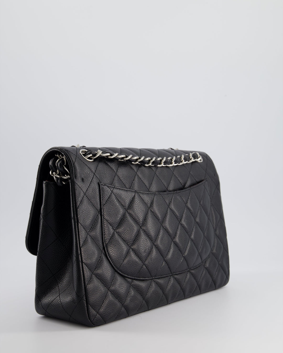Top Quality Chanel Black Jumbo Classic Double Flap Bag in Caviar Leather with Silver Hardware