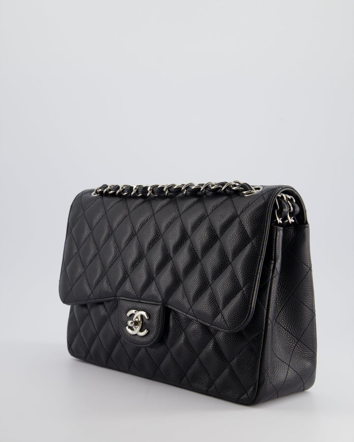 Top Quality Chanel Black Jumbo Classic Double Flap Bag in Caviar Leather with Silver Hardware