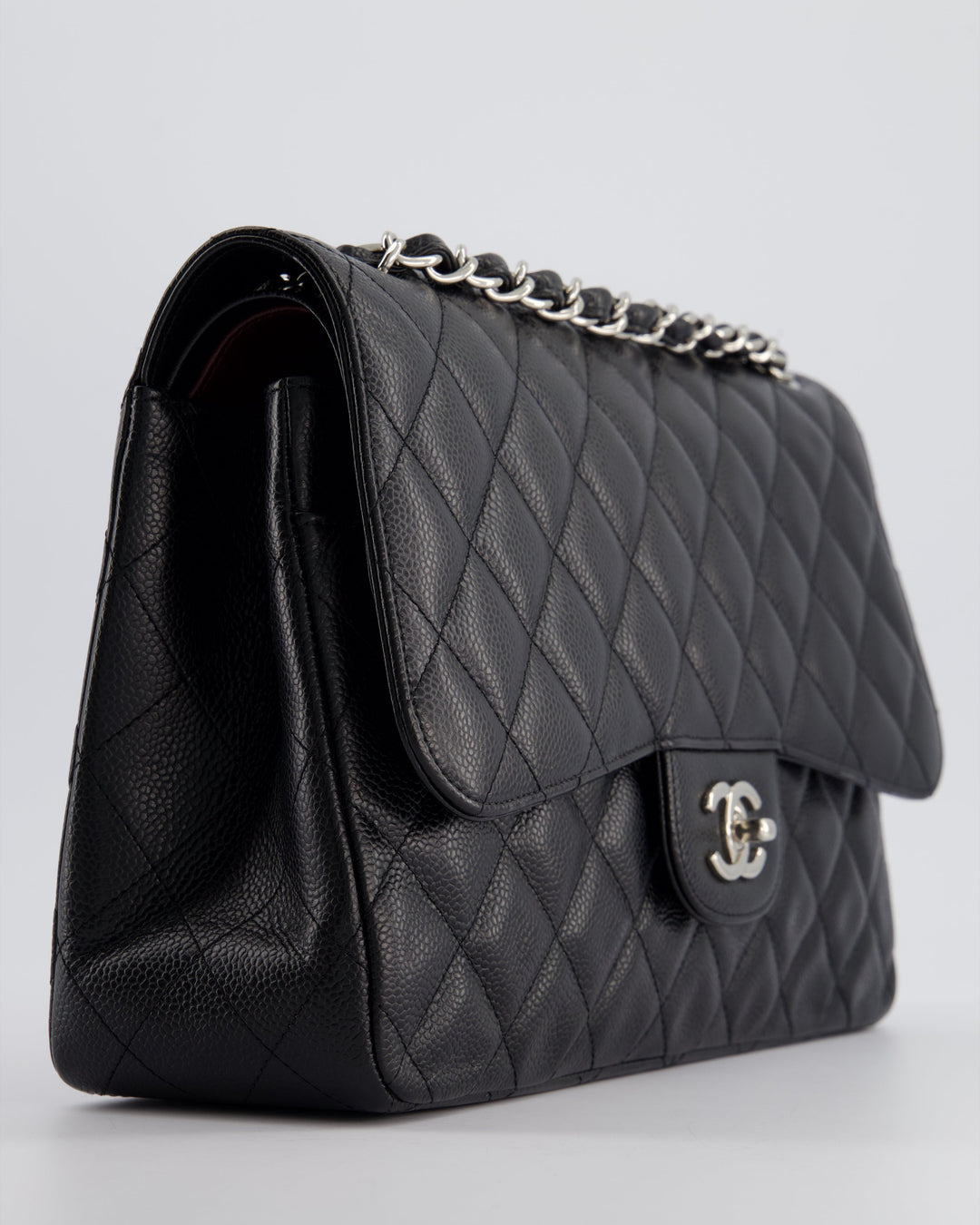 Top Quality Chanel Black Jumbo Classic Double Flap Bag in Caviar Leather with Silver Hardware