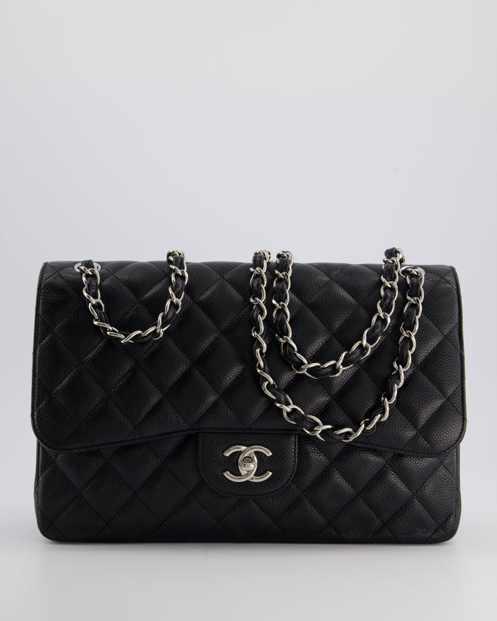 Top Quality Chanel Black Jumbo Classic Double Flap Bag in Caviar Leather with Silver Hardware