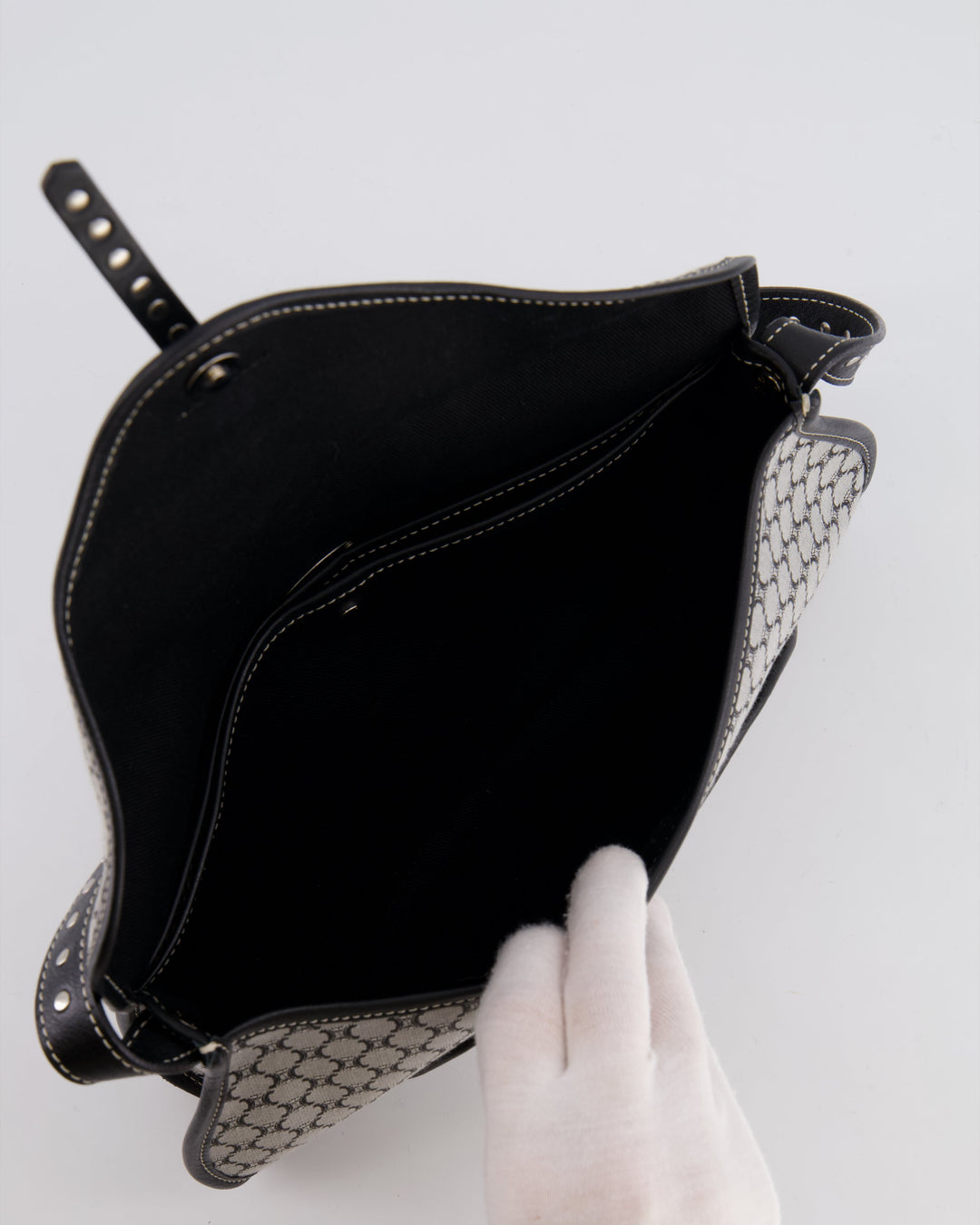Celine Grey and Black Vintage Triomphe Macadam Canvas Monogram Shoulder Bag