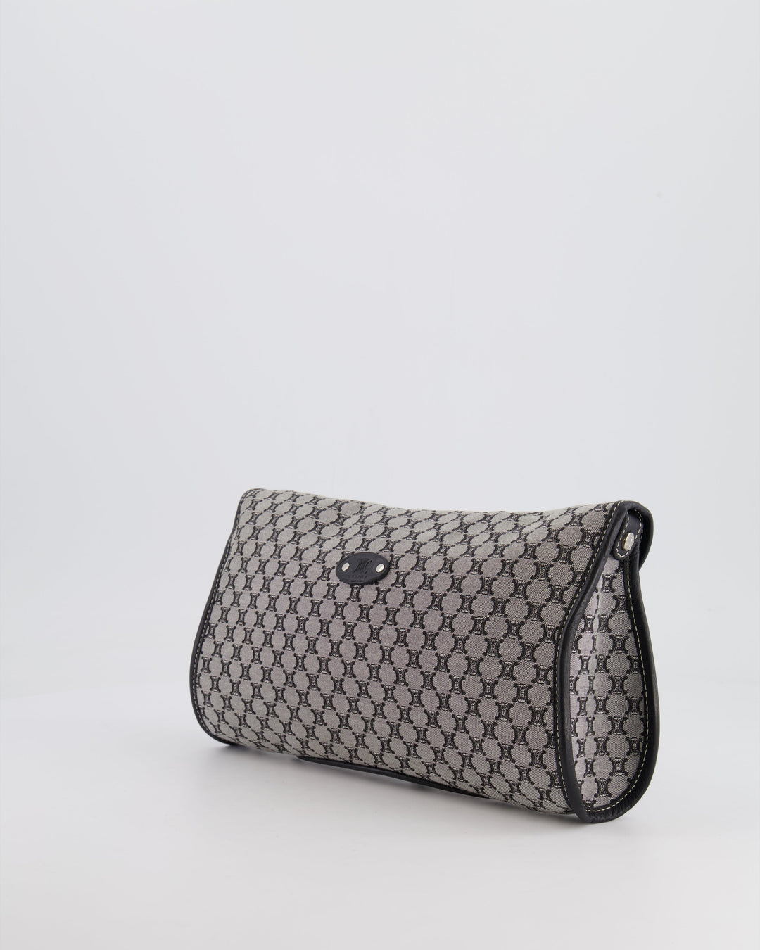 Celine Grey and Black Vintage Triomphe Macadam Canvas Monogram Shoulder Bag