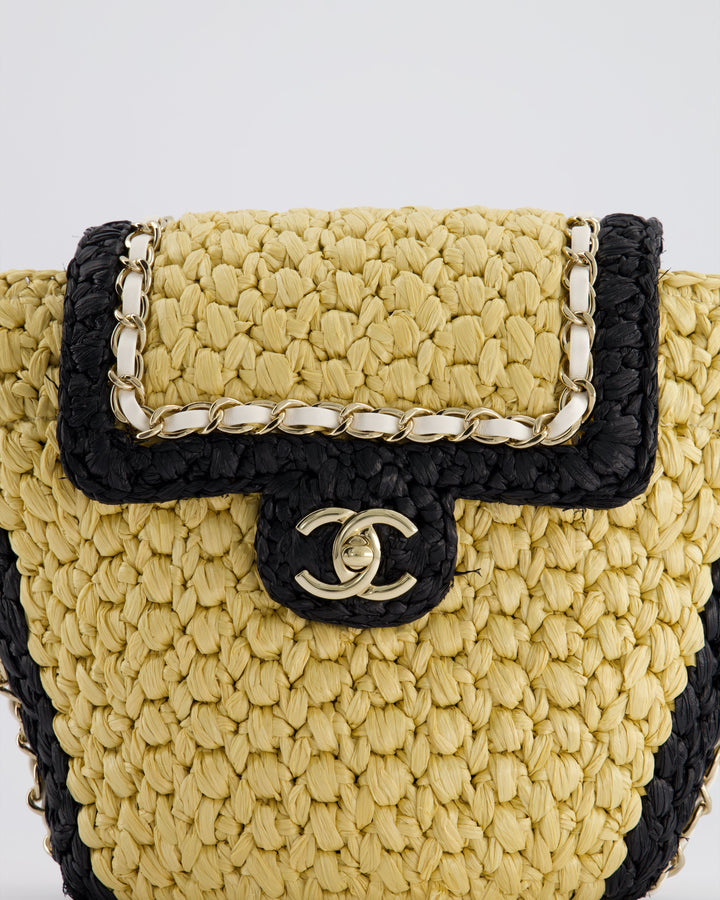 *HOT* Top Quality Chanel 24C Venice Collection Beige Raffia Basket Bag with White Leather Interlocking Chain & Champagne Gold Hardware