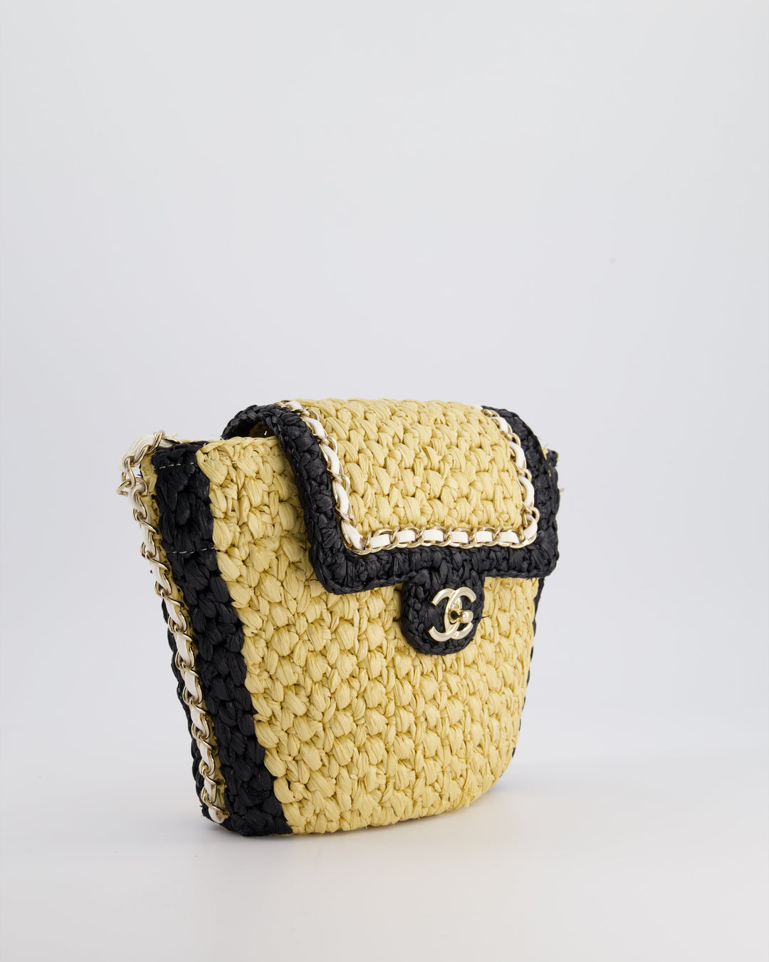 *HOT* Top Quality Chanel 24C Venice Collection Beige Raffia Basket Bag with White Leather Interlocking Chain & Champagne Gold Hardware