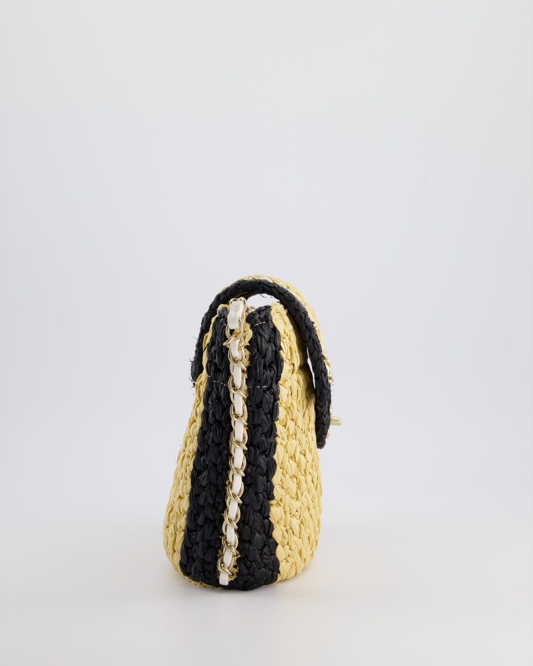 *HOT* Chanel 24C Venice Collection Beige Raffia Basket Bag with White Leather Interlocking Chain & Champagne Gold Hardware