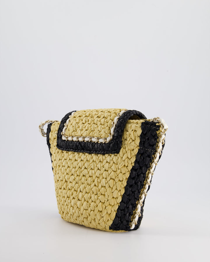 *HOT* Top Quality Chanel 24C Venice Collection Beige Raffia Basket Bag with White Leather Interlocking Chain & Champagne Gold Hardware