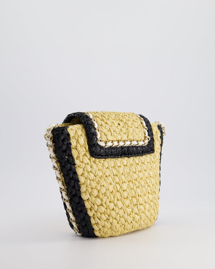 *HOT* Top Quality Chanel 24C Venice Collection Beige Raffia Basket Bag with White Leather Interlocking Chain & Champagne Gold Hardware