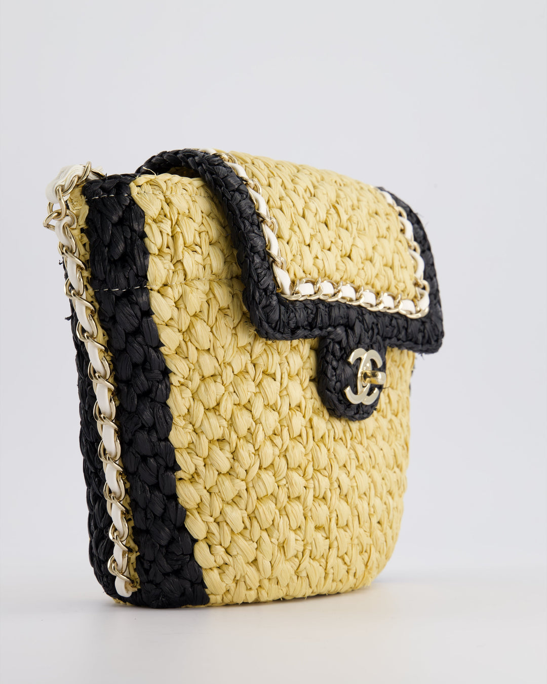*HOT* Top Quality Chanel 24C Venice Collection Beige Raffia Basket Bag with White Leather Interlocking Chain & Champagne Gold Hardware