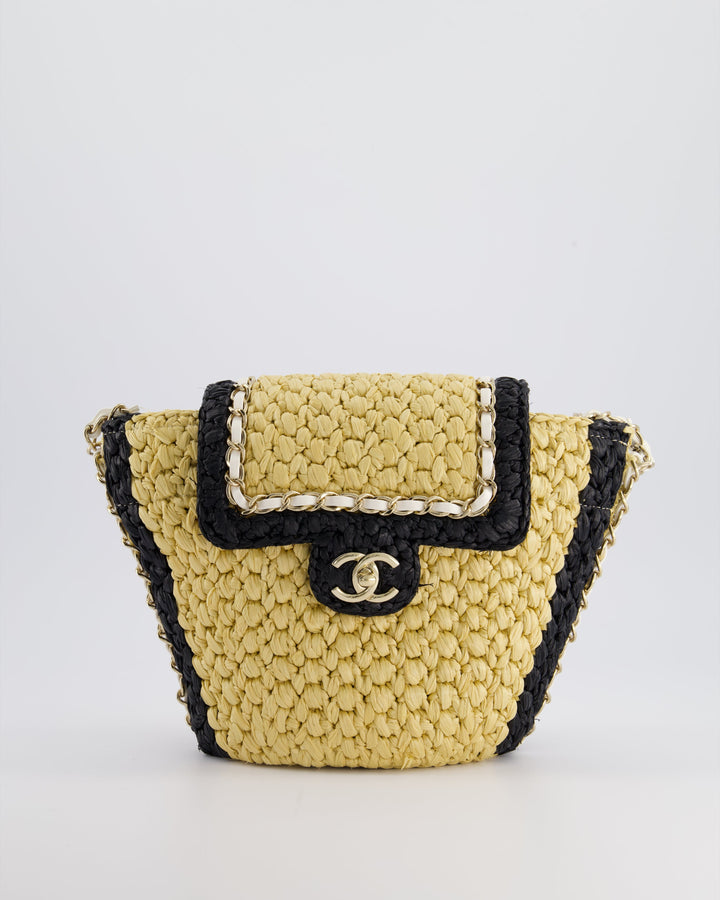 *HOT* Top Quality Chanel 24C Venice Collection Beige Raffia Basket Bag with White Leather Interlocking Chain & Champagne Gold Hardware