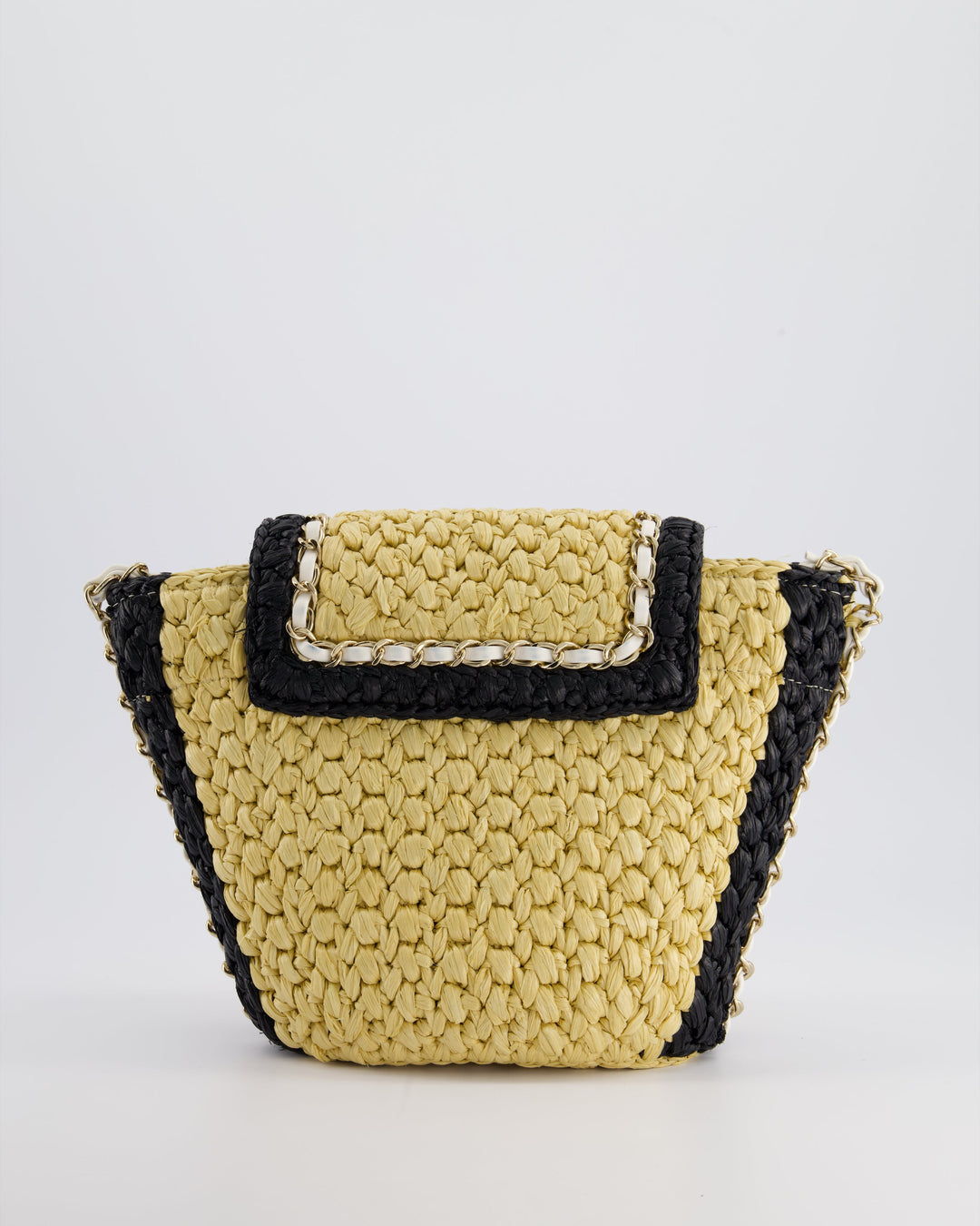*HOT* Top Quality Chanel 24C Venice Collection Beige Raffia Basket Bag with White Leather Interlocking Chain & Champagne Gold Hardware