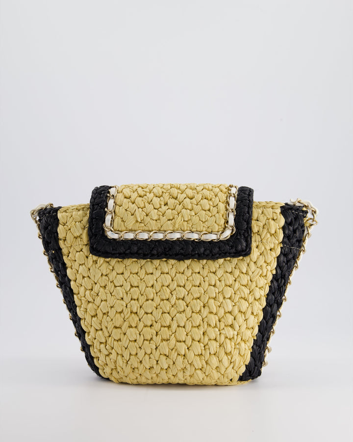 *HOT* Top Quality Chanel 24C Venice Collection Beige Raffia Basket Bag with White Leather Interlocking Chain & Champagne Gold Hardware