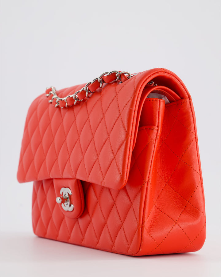 Top Quality Chanel Scarlet Red Medium Classic Double Flap Bag in Lambskin Leather with Silver Hardware