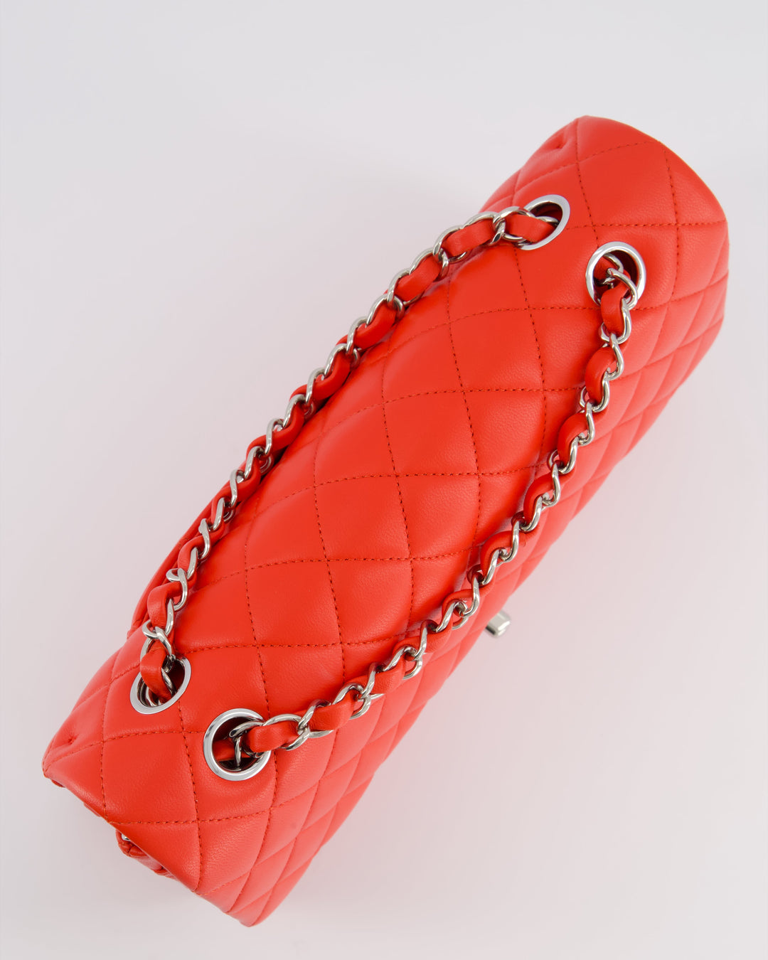 Top Quality Chanel Scarlet Red Medium Classic Double Flap Bag in Lambskin Leather with Silver Hardware