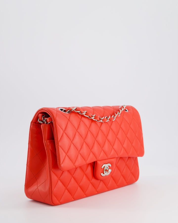 Top Quality Chanel Scarlet Red Medium Classic Double Flap Bag in Lambskin Leather with Silver Hardware