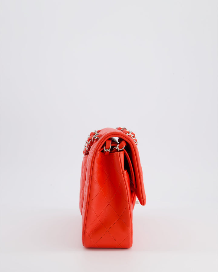 Top Quality Chanel Scarlet Red Medium Classic Double Flap Bag in Lambskin Leather with Silver Hardware