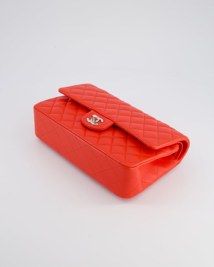 Top Quality Chanel Scarlet Red Medium Classic Double Flap Bag in Lambskin Leather with Silver Hardware