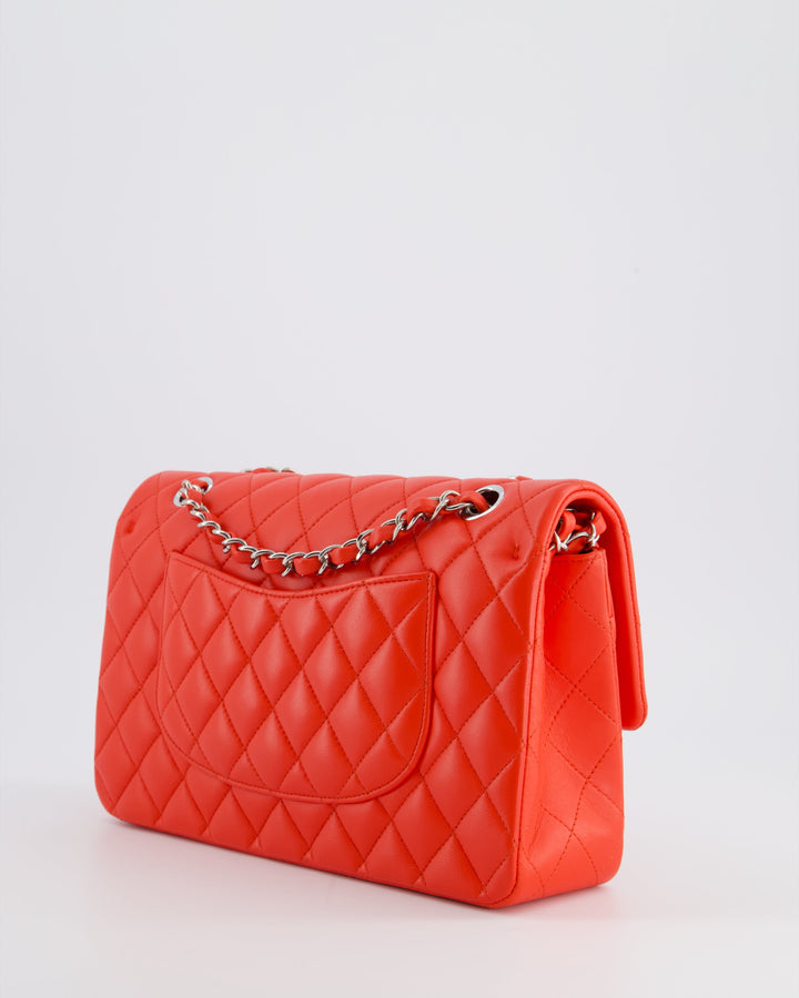 Top Quality Chanel Scarlet Red Medium Classic Double Flap Bag in Lambskin Leather with Silver Hardware